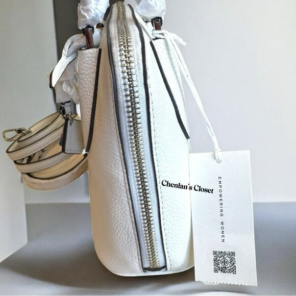 Tory Burch Mini Swing Satchel Leather White with Silver Hardware - Picture 12 of 13